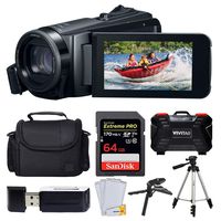 Canon Vixia HF W11 Waterproof Camcorder + 64GB Extreme Pro Memory Card + Medium Case + 60" Tripod + Tabletop Tripod/Pistol Grip + Memory Card Case + USB Card Reader - Deluxe Accessory Bundle
