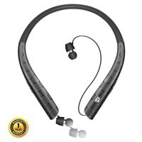 Bluetooth Headphones,DolTech Wireless Neckband Headset with Retractable Earbuds, HD Stereo Noise Cancelling Earphones with Mic (Call Vibrate Alert,18 Hrs Playtime)(Matte Black)