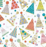 Caspari Party Hats Gift Wrap Roll in White Hologram - One 30" x 5' Roll (90020RSC)