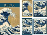 Entertaining with Caspari Gift Set Jumbo Type - 2 Score Pads & Bridge Tallies (Package of 24) (The Great Wave)