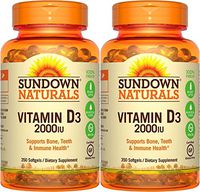 Sundown Naturals Vitamin D3 2000 IU, 350 Softgels (2 Pack)