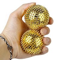 Footful 1 Pair Magnetic Palm Body Massage Balls Stress Relief Golden 56mm