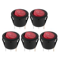 5 X On-Off Button 3 Pin Round Rocker Switch For Car Diy Boat Auto Vehicle Red Durable