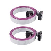 HLin 2Pcs IDC Connector Flat Ribbon Cable, Female to Female, 2 Row, 10 Pins, 1 m, 2.54 mm Pitch