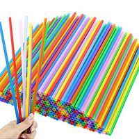 Tomnk 300pcs 10.3 Inches Disposable Color Drinking Straws Plastic Straws