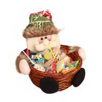 Clearance! Paymenow Cute Christmas Candy Storage Basket Decoration Santa Claus Storage Basket Gift to Serve Display Happy Holiday Candies (A)