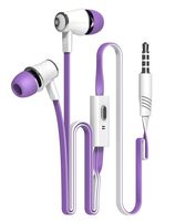 New Fashion Candy Color Original Earphones with Microphone Super Bass Noodle Line Earbuds Headphones Headset For iphone 6 6s Xiaomi Smartphone (Purple)