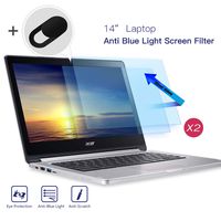 2-Pack 14" Screen Filter Anti Blue Light Anti Glare Screen Protector for Lenovo Flex 14/Acer Chromebook 14 / HP Chromebook 14 /Dell Latitude 14 /HP Stream 14 /Acer Spin 3 14 with Webcam Cover
