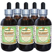 Bilberry (Vaccinium Myrtillus) Glycerite, Dried Berries Alcohol-Free Liquid Extract (Brand Name: HerbalTerra, Proudly Made in USA) 5x2 fl.oz (5x60 ml)