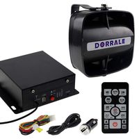 DORRALE Car/Truck Police Siren 100W DS7300 Wireless Amplifier with Black Meter Ultra Slime Flat Speaker,DC12V,Multi-Tones,Two Lights Control,Emergency Electronic Siren Signal PA System