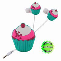 Earbuds for Teens,Moear Lovely 3.5mm Cartoon Cup Cake 3D Stereo Earphones Noise Isolating Earphones with Bobbin Winder Compatible with Most Smartphones