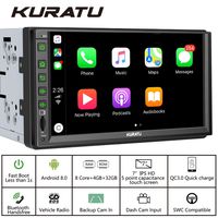KURATU [K8432C] Android 8.0 car Stereo Radio Double Din Radio with CarPlay, Octa-Core 4GB+32GB, 7 inch IPS Panel with WiFi Built-in Bluetooth GPS Navigation, Support 2S Fast Boot, Backup Camera