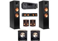 KLIPSCH RP-280FA 5.2.2 Dolby Atmos Home Theater System with DENON AVR-X4400H Receiver and Walnut SURROUNDS