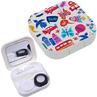 Portable Contact Lens Case Box Travel Kit Mirror + Bottle + Tweezers Container Holder [ Buses Ships ]