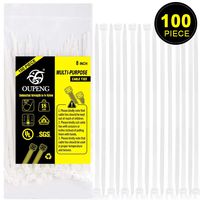 Multi-Purpose Nylon Zip Ties - (100 Piece) 8 Inch Self Locking Cable Ties. White