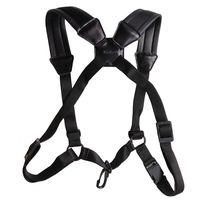 Xinlink Professional Black Leather Saxophone Strap Double Shoulder Padded Harness Adjustable for Alto Tenor Soprano Baritone Sax Music Instrument