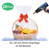 LazyMe Easter Basket Cellophane Shrink Bags, 24x30 inch, Shrink Wrap Bags Large, Clear (20)