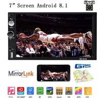 Double Din Android 8.1 Car Stereo Receiver, 7" Touch Screen Quad Core 1GB RAM Car Radio Mp5 Head Unit, Support GPS Navigation WiFi Bluetooth&Android iOS Mirror Link &Sub-woofer+Rearview Camera