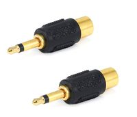 FYL 2x RCA Female to 3.5mm 1/8" Mono Male Audio Adapter Gold Plated F/M