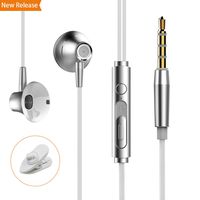 In Ear Earbuds Earphones with Microphone and Volume Control Heavy Bass Wired Headphones for Samsung Galaxy LG BLU HTC Huawei Sony Compatible with 3.5 mm Corded Headsets (White)