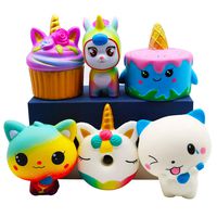 YOAUSHY 6 Pack Squishies Toys Set Slow Rising Jumbo Unicorn Cake Donut Cat Squishy for Kids Christmas Birthday Gift,Party Favor Treasure Box Classroom Prizes