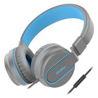 Kids Headphones - SIMILKY Products Foldable Stereo Tangle-Free 3.5mm Jack Wired Cord On-Ear Headset for Children (Navy/Teal)