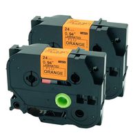 QPMY 2 Packs Compatible for Brother P-Touch Laminated TZe TZ Label Tape 24mm x 5m (TZe-B51 Black on Orange Fluorescent)