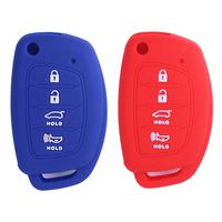 2Pcs XUHANG Sillicone key fob Skin key Cover Remote Case Protector Shell for for Hyundai Sonata Santa Fe Tucson Elantra ix35 ix45 remote red blue