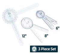 EMI Goniometer 3 Piece Set 12", 8", 6" Plus Carrying Case EGM-429