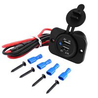 MMOBIEL Universal Waterproof Dual USB Charger Blue LED Indicator Power Outlet Socket 12V-24V Output 5V 2.1A Charger