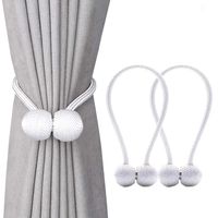 2 Pieces Magnetic Curtain Tiebacks, Home Curtain Buckle Strong Magnetic Curtain Buckle Curtain Clips Rope Straps Indoor Office Window Curtain Bracket Decoration (White)