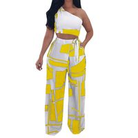Hatoppy Women Nightclub Fashion Clothes Club Sexy Strapless Bandage Two Piece Set (L, Yellow)