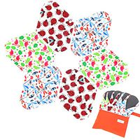 7pcs Set 1 pc Bonus Free Mini Wet Bag +6pcs Absorbent Reusable Sanitary Pads/Washable Bamboo Cloth Menstrual Pads (M,Gorgeous)