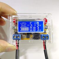 Anmbest DC-DC 5-23V to 0-16.5V 3A Adjustable Step Down Power Supply Ammeter Voltmeter Module Voltage Current LCD Display with Transparent Shell