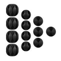 eBoot 12 Pieces Desktop Cable Clips Holders Cord Management System for Computer, Charging and Mouse Cord, Black