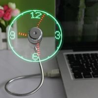InKach Mini USB Powered LED Cooling Flashing Real Time Display Function Clock Fan