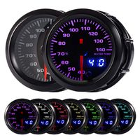 HOTSYSTEM 7 Color Water Coolant Temperature Gauge Kit 40-140 Celsius Pointer & LED Digital Readouts 2-1/16" 52mm Black Dial for Car Truck