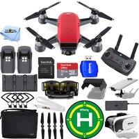 DJI Spark Fly More Combo Extreme Accessory Bundle with Landing Pad, 32GB Micro SD Card Plus Much More (Lava Red)