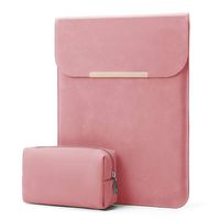 KALIDI 13.3 inch Laptop Sleeve Case Faux Suede Leather for MacBook Air/13 inch MacBook Pro Retina 2017 2016,MacBook 13-13.5 inches + Accessories Pouch,Pink