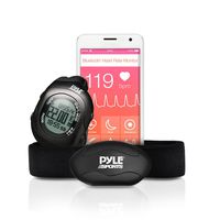 Upgraded Version Pyle Fitness Heart Rate Monitor with Digital Wrist Watch & Chest Strap | Wireless Bluetooth | Measures Speed, Distance, Countdown & Lap Times for Walking, Running, Jogging, Exercise