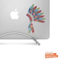 Feather Headdress in Blue Red and Purple - 6" high Glitter Printed Vinyl Decal - for MacBook, laptops, Tablets and More!