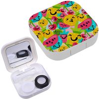 Portable Contact Lens Case Box Travel Kit Mirror + Bottle + Tweezers Container Holder [ Summer Fruitss Cartoon ]