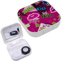 Portable Contact Lens Case Box Travel Kit Mirror + Bottle + Tweezers Container Holder [ Sport Girl ]