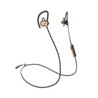 House of Marley, Uprise In-Ear Headphones 8-hour Battery Life, Sweat-Proof & Weather Resistant , IPX5 Rated, Customizable Fit, Microphone & 3-Button Controls, Tangle-Free Braided Cable Brass