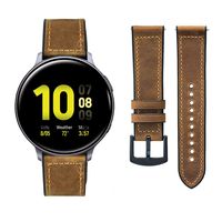 OTOPO Compatible Galaxy Watch 42mm Band/Galaxy Watch Actvie 2 Bands, 20mm Hybrid Sport Band Vintage Leather Sweatproof Strap Wrist Band for Galaxy Watch Active 2 Smartwatch (Crazy Horse Brown)