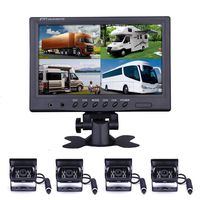 Backup Camera Hard Wired Backup Camera 9'' Quad Split Screen HD Rear Backup Camera Monitor System, Waterproof IR Night Vision Backup Camera for Trucks,Trailer Heavy,Box,RV,Camper Bus Rearview Camera