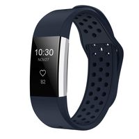 iGK Silicone Replacement Bands Compatible for Fitbit Charge 2, Adjustable Breathable Sport Strap Smartwatch Fitness Wristband with Air Holes with Clsap Navy Small