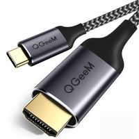 USB C to HDMI Cable,QGeeM 10ft Braided 4K@60Hz Cable Adapter(Thunderbolt 3 Compatible) Compatible with iPad Pro,MacBook Pro 2018 iMac,ChromeBook Pixel,Galaxy S9 Note9 S8 Surface Book HDMI USB-C（3M）
