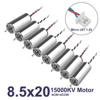 8pcs 8520 Motor 8.5x20mm 15000KV Brushed Motors 4CW 4CCW Coreless Motor with JST-1.25 Connector for DJI Ryze Tello 720P Camera WiFi FPV RC Quadcopter Eachine M80S E013 Plus Tiny 8X Frame Kit etc