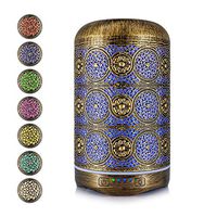 Bligli 250ml Aromatherapy Diffuser for Essential Oils, Delicate Metal Patterns Design with 7 Color Lights 4 Time Setting Modes Waterless Auto Shut Off(Classical bronze)